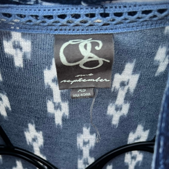 Anthropologie One September Martingale Blue & White Cardigan Sz XS - Picture 6 of 7